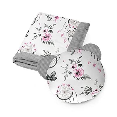 Kospu set di biancheria da letto e cuscino per neonati in cotone e velluto, imbottitura 100% poliestere, coperta per dormire 75 x 100 cm, cuscino per dormire orso æ40 cm