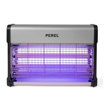 Perel Eliminador de Insectos eléctrico, LED UV, Rejilla de 2800 V, Bandeja colectora extraíble, 80 m², Metal