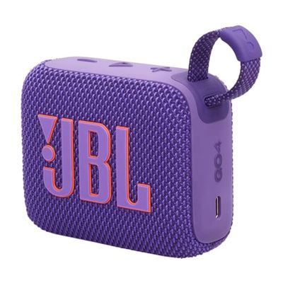 JBL Go 4 in Purple - Portable Bluetooth Speaker Box Pro Sound, Deep Bass and Playtime Boost Function - Waterproof and Dustproof - 7 Hours Runtime