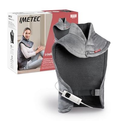 Imetec Intellisense Total Warmtekussen voor rug en nek en schouders, Intellisense technologie, dubbel weefsel, wasbaar, 4 temperaturen, veiligheidsvoorziening, 68 x 69 cm