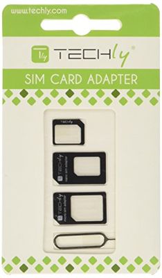 Techly Adaptateur pour Carte SIM (4 en 1) Nano-SIM, Micro-SIM et SIM (I-SIM-3) Noir