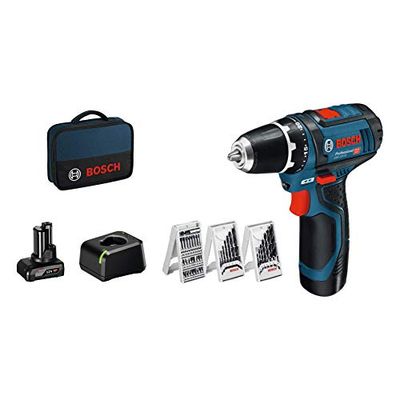 Bosch Professional 12V System accuschroefboormachine GSR 12V-15 (39-delige accessoireset, 1x 2,0 Ah accu, 1x 4,0 Ah accu, oplader, in tas)