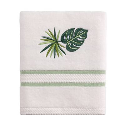 Avanti Linens Viva Palm Collection Serviette de Toilette brodée Blanc