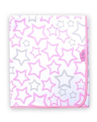 Ti TIN | Nids d’Ange (Lange) en Maille pour Bébé, 80x80 cm | 100% Coton - Lange Doux, Absorbant et Multifonction - Motif Étoile - Couleur Rose - 180gr/m²
