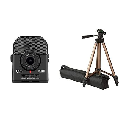 Zoom Q2n-4K - UK Version & Amazon Basics 127-cm (50-Inch) Lightweight Tripod with Bag