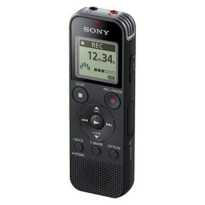Sony ICD-PX470 Registratore Digitale Stereo, Riduzione Rumori Sottofondo, Altoparlante Integrato, Jack Cuffie e Microfono, Memoria 4 GB + Slot microSD, USB Integrato, Batteria fino a 55 Ore, Nero