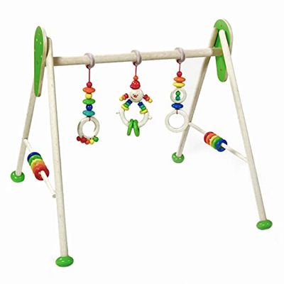 Hess-Spielzeug 20033 - Juguete de Madera para bebé, Arco Juego Hecho a Mano con Personajes Coloridos y sonajeros, Aprox. 62 x 57 54,5 cm, Multicolor