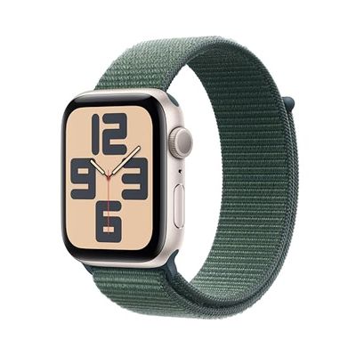 Apple Watch SE (2ª gen.) GPS 44 mm Smartwatch con cassa in alluminio Galassia e cinturino Sport Loop Verde lago. Tracker per fitness e sonno, app Battito, Rilevamento incidenti, Carbon Neutral