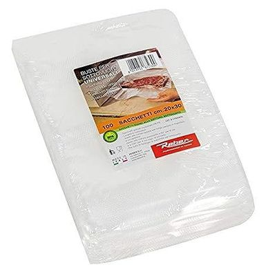 Reber Sacchetti Goffrati 6723N per sottovuoto, 20x30 cm, 105 micron, anti-UV, 100pz., trasparente