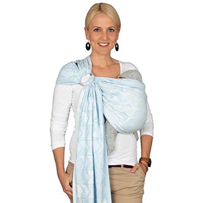 Hoppediz Ring-Sling, Porte-bébé pour les Nouveau-nés et Bébés, Écharpe de portage avec deux anneaux en aluminium, 0-36 mois, 3-20 kg, Amsterdam aqua