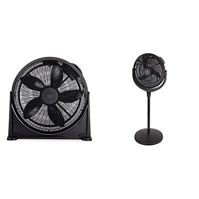 BLACK + DECKER BXFF53001GB 2-in-1 High Velocity Circulator Fan, 3 Speed Settings & BXFP51001GB High Velocity Pedestal Desk Fan with 3 Adjustable Heights, 7.5 Hours Timer Black
