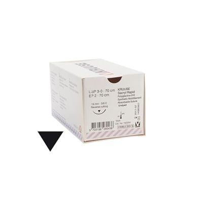 Sacryl Rapid Suture 3-0 70cm Tran 19mm 3 / 8c RC 18U Kruuse