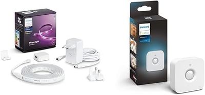 Philips Hue White and Color Lightstrip, Kit base Striscia LED Smart + Sensore di Movimento, Accensione e Spegnimento Automatico