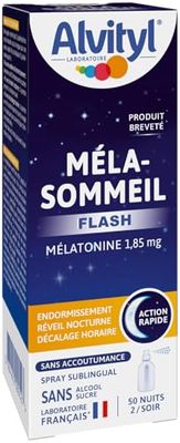 Alvityl - Mela-Sleep Flash Spray sublingual de ação rápida, despertador noturno, 1,85 mg melatonina