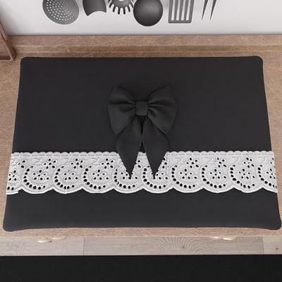 PETTI Artigiani Italiani - Cache Plaque de Cuisson avec Dentelle de Saint-Gall 50x70 cm, Protection Plaque Induction et a Gaz en Coton, Noir, Accessoires De Cuisine, 100% Made in Italy