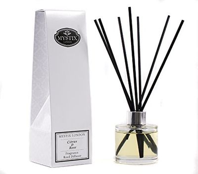 Mystix London | Citrus & Rose Fragrance Oil Reed Diffuser | 100ml | Best Aroma for Home, Kitchen, Living Room and Bathroom | Perfect as a Gift | Refillable