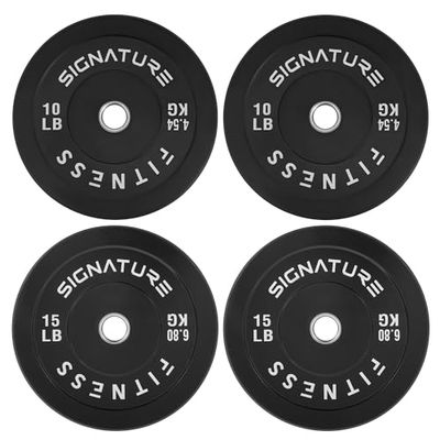 Signature Fitness 2 inch Olympische bumperplaat halterschijven met stalen naaf, 22,7 kg set, 2x 4,5 kg, 2x 6,8 kg