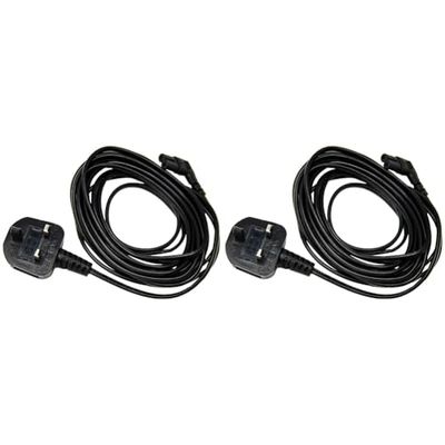 Pro Elec PEL00505 5 m UK Plug to Right Angled Figure 8 (C7) Power Cable, Black (Pack of 2)