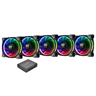 Thermaltake CL-F057-PL14SW-A Riing Plus 14 LED RGB Radiator Fan - Black (Pack of 5)