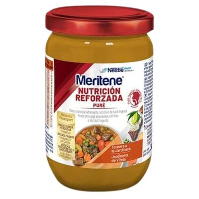 Meritene | Nutricion Reforzada Puré de Ternera y Verduras | Alimento Fresco y Nutritivo | Tarrito para Adultos | Para Personas con Dificultad para Tragar | 300 gr