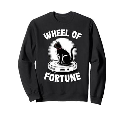 Wheel Of Fortune Cat On Robot Vacuum Cleaner Cat Sweatshirt