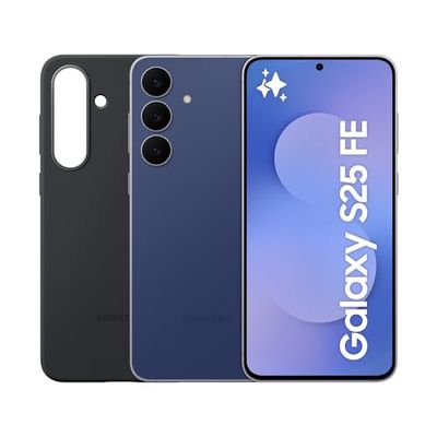 Samsung Galaxy S25 FE con Silicone Cover Black, Smartphone AI con 3 anni di Garanzia del produttore, RAM 8GB, 256GB, Navy