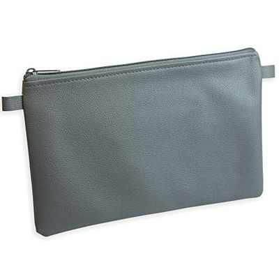effektivo Bank bag with zip, faux leather, grey, 27 x 17 cm, suitable for documents up to DIN A5