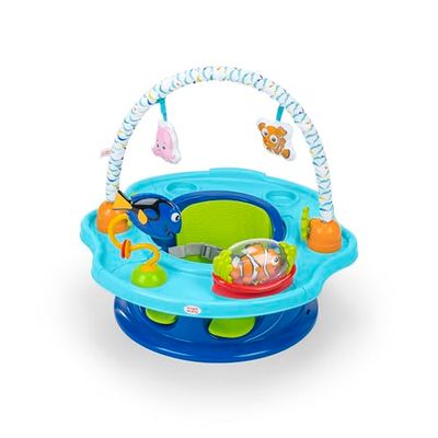 Bright Starts, Disney Baby Siège Le Monde de Nemo SuperSeat - Siège de Bébé 3-en-1 pour Jeux et Repas, pour Enfants de 4 Mois à 4 Ans, Bleu