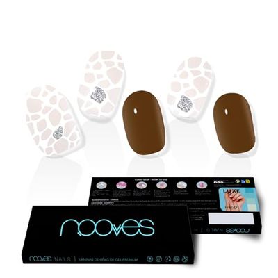 NOOVES - Żelowe folie do paznokci |Suzanne - Art Design | 20 szt. Premium półutwardzone paznokcie żelowe naklejki na paznokcie,naklejki na paznokcie żelowe, zawiera 1 pilnik do paznokci i 1 patyczek