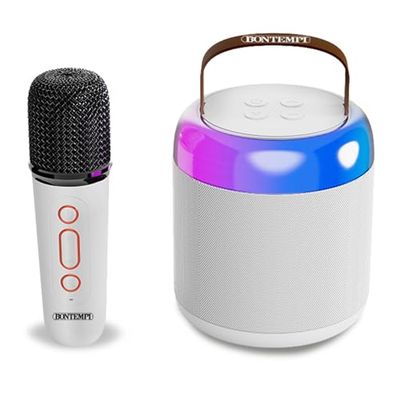 Bontempi | Altavoz Acústico Inalámbrico con Micrófono Inalámbrico y Luces RGB, 13,5x8,4x8,4 cm