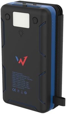 Wonder Full Power - Batería Externa Solar 20000mAh - 2 Puertos USB-A y 1 Puerto USB-C - Compatible con iPhone, Samsung, Huawei, Xiaomi y Otros. Cable USB-C Incluido.
