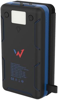 W onder Full Power - Externe batterij op zonne-energie 20.000 mAh - 2 USB-A-poorten en 1 USB-C-poort - Compatibel met iPhone, Samsung, Huawei, Xiaomi en andere - USB-C-kabel meegeleverd.