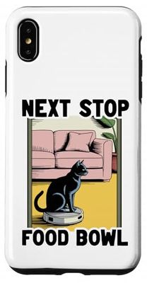 Next Stop Food Bowl Cat Robot Aspirador Cat Carcasa para iPhone XS MAX