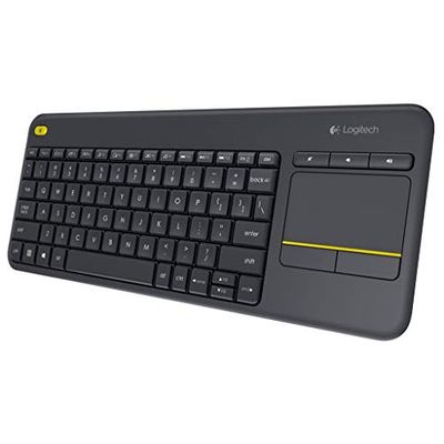 Logitech K400 Plus Tastiera Wireless Touch TV, Facili Controlli Multimediali e Touchpad Integrato, Layout ‎Olandese-Belga AZERTY - Nero