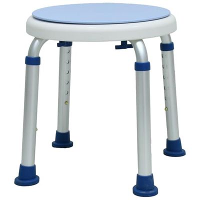 Luckfaith Shower Stool 360° Swivel - Aluminium Frame, PP Seat, Non-slip Design Bath Seat, Suitable for Elderly Disabled