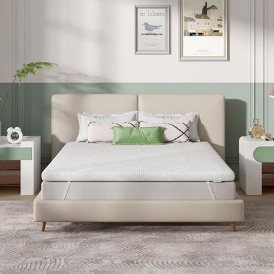 Novilla Topmatras 180 x 200 cm, geltraagschuim matrasoplegger, dikte 5 cm, met antislip design en veiligheidscertificering, geurloos, wasbare hoes