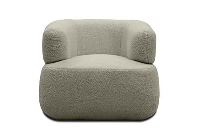 DOMO. collection Poltrona Molina moderna imbottita in tessuto Teddy con braccioli e angoli rotondi, poltrona singola, set 90 x 86 x 71 cm (LxPxA), tortora