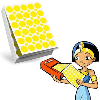 CLEOPATRE - Gommette adesive rotonde – Ricarica Eco-Pack 60 fogli (1880 stickers) – Giallo