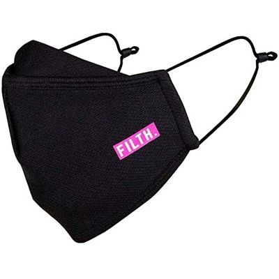 Muc-Off Filth Black Face Mask, Small - Reusable Face Mask with Filter, Washable Face Covering - Adjustable Cotton Mask for Men and Women