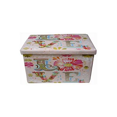Biscottini Pouf de rangement pour enfants et adultes 60 x 35 x 35 cm | Boîtes de rangement refermables avec couvercle | Pouf de rangement carré avec décorations