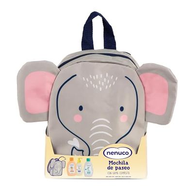 Nenuco Baby Pack Elefant Walk Ryggsäck med komplett sortiment, Köln, Tvål, Shampoo och Fuktgivande Mjölk, 4x200ml