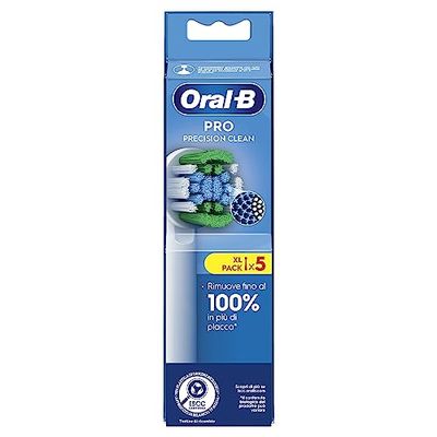 Oral-B Precision Clean Testine Spazzolino Elettrico, Confezione da 5 Testine di Ricambio, 3 Tipi di Setole per una Pulizia Precisa e Sbiancante, Indicatore di Utilizzo della Testina