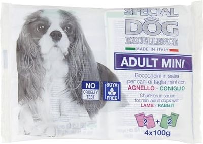 Bocconcini Special Dog Excellence Adult Mini, Agnello-Coniglio in Salsa, 4 x 100g