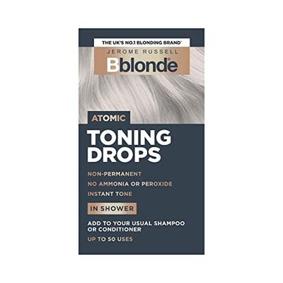 Jerome Russell Bblonde Atomic Toning Drops - Non-Permanent Atomic Hair Toner, Refresh & Maintain Blonde Hair Dye, Add Drops in Shower with Shampoo or Conditioner, 50 Uses