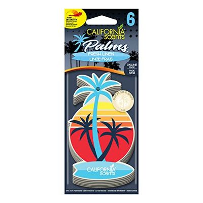 Parfum Voiture California Scents, Lot de 6, Linge Frais, Palmier Parfumé