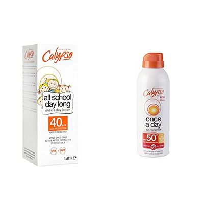 Calypso All Day Long Sun Lotion SPF 40, 150ml & Once A Day Sun SPF50+ Protection Spray - 150 ml