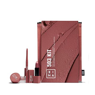3INA MAKEUP - The 503 Kit - Nude 3INA's perfect nude-pink shades in a kit - The Lipstick 503 + The Automatic Lip Pencil 503 - The 24h Cream Eyeshadow - Matte formula