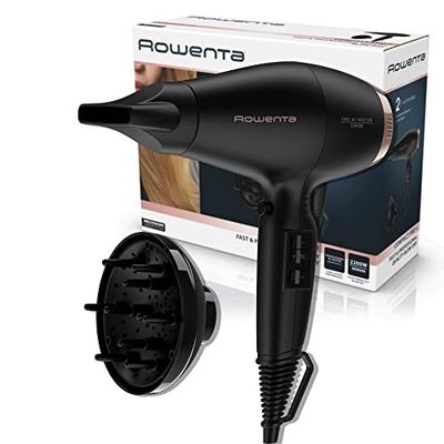 Rowenta Compact Pro - Sèche-cheveux haute puissance 220 W, moteur professionnel AC, haute performance, 4 réglages/température, coup d'air froid, buse concentratrice 9 mm, diffuseur boucles, CV6930