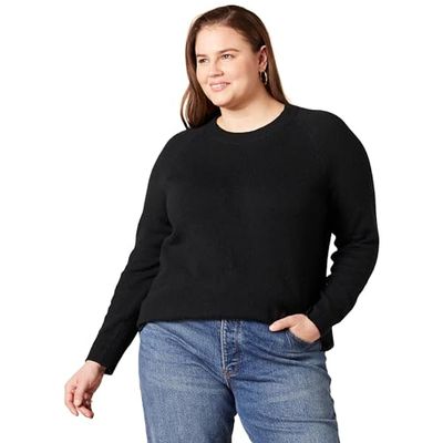 Amazon Essentials Maglione Girocollo Morbido a Maniche Lunghe dalla vestibilità Classica Donna, Nero, L