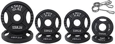 Signature Fitness Olympische 2 inch gietijzeren plaat halterschijf voor krachttraining en gewichtheffen, twee gaten stijl, 20,4 kg set